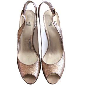Stuart Weitzman Gold Sparkle Women's Dress Shoe Size 8 M